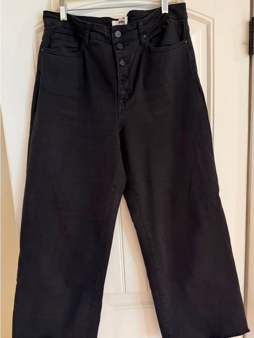 Mica Los Angeles Black Button-Fly Wide Leg Jeans